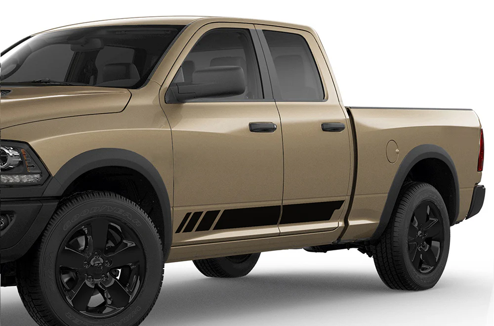 Rocker Stripes Graphics Vinyl Decals Compatible with Dodge Ram 1500 Quad Cab