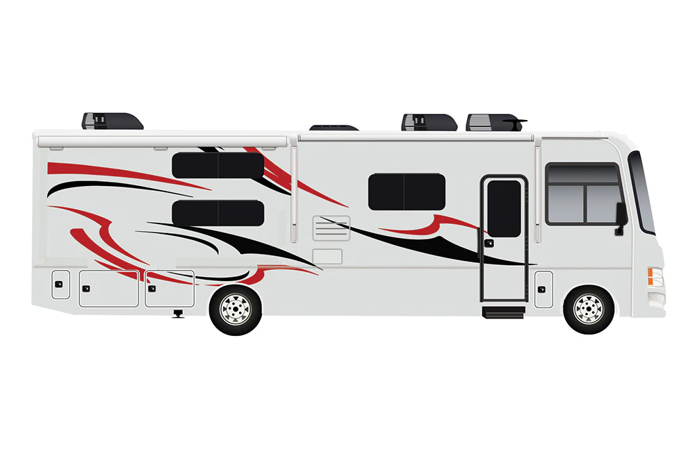 RV Class A Motor Home Camper Decals, Graphics Vinyl Kits Red-Black