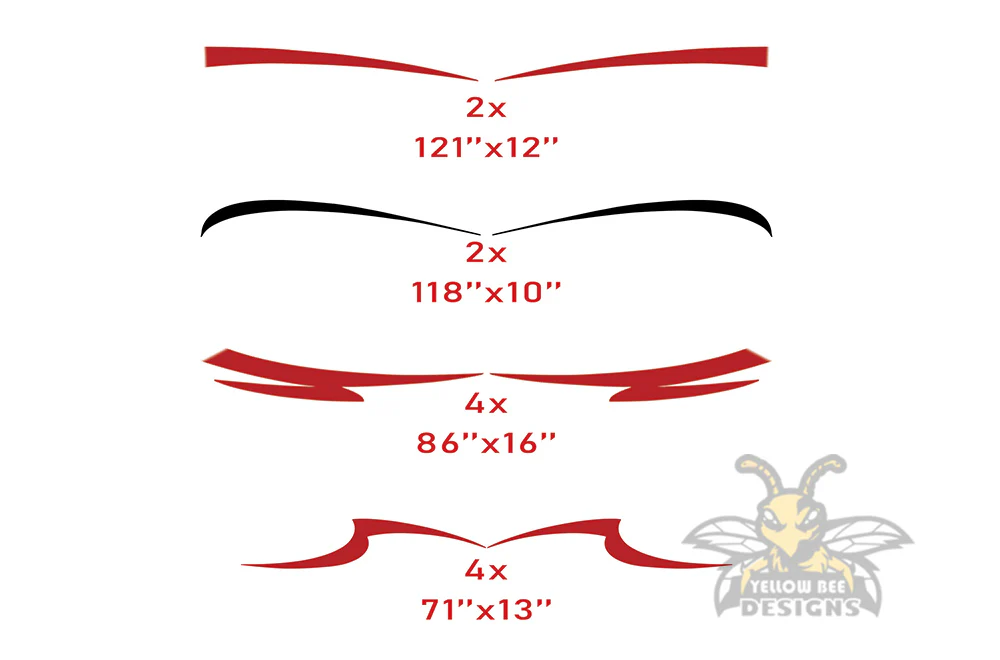 RV Class A Motor Home Camper Decals, Graphics Vinyl Kits Red-Black - Image 5