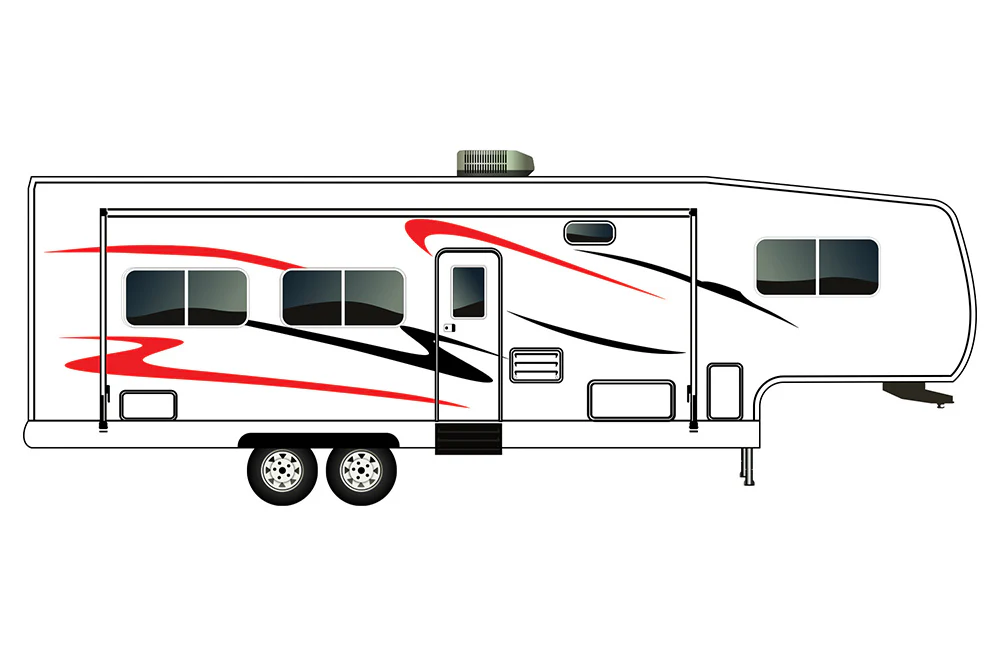 RV Fifth Wheel Trailer Decals, Graphics Vinyl Kits Red-Black