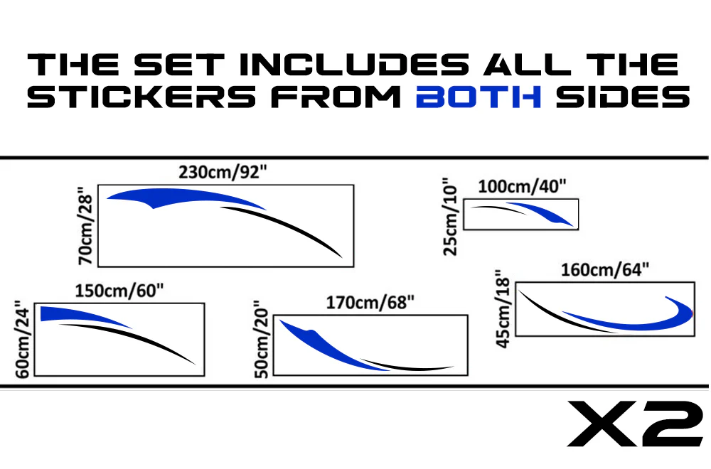 RV Motor Home Camper Decals, Graphics Vinyl Kits Blue-Black - Image 2