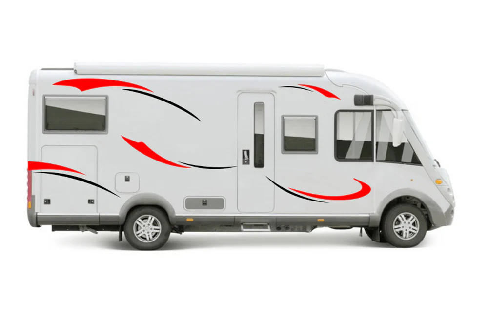RV Motor Home Camper Decals, Graphics Vinyl Kits Red-Black