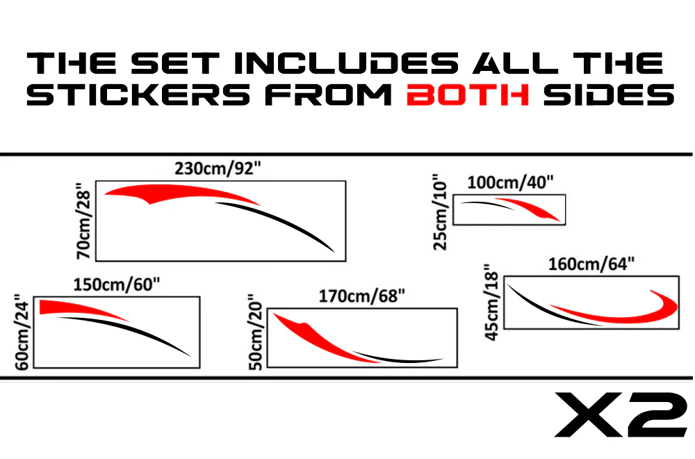 RV Motor Home Camper Decals, Graphics Vinyl Kits Red-Black - Image 2