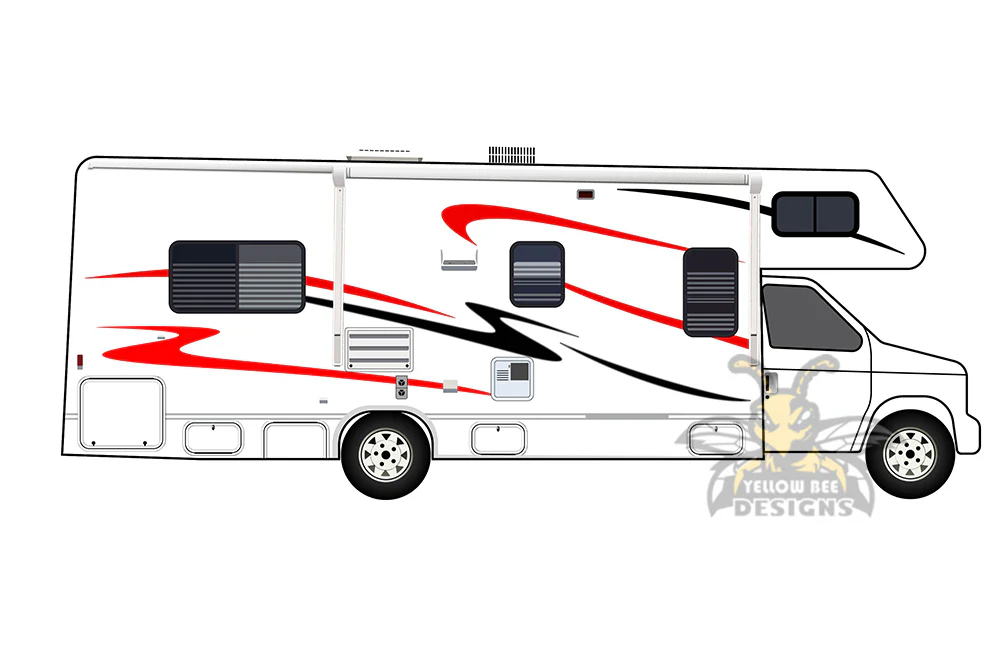 Replacement RV Motor Home Decals, Graphics Vinyl Kits for sunseeker 29 foot Red-Black - Image 2