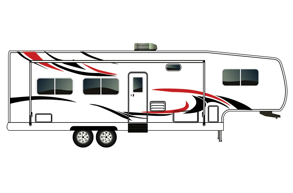 RV Trailer Fifth Wheel Decals, Graphics Vinyl Kits Red-Black