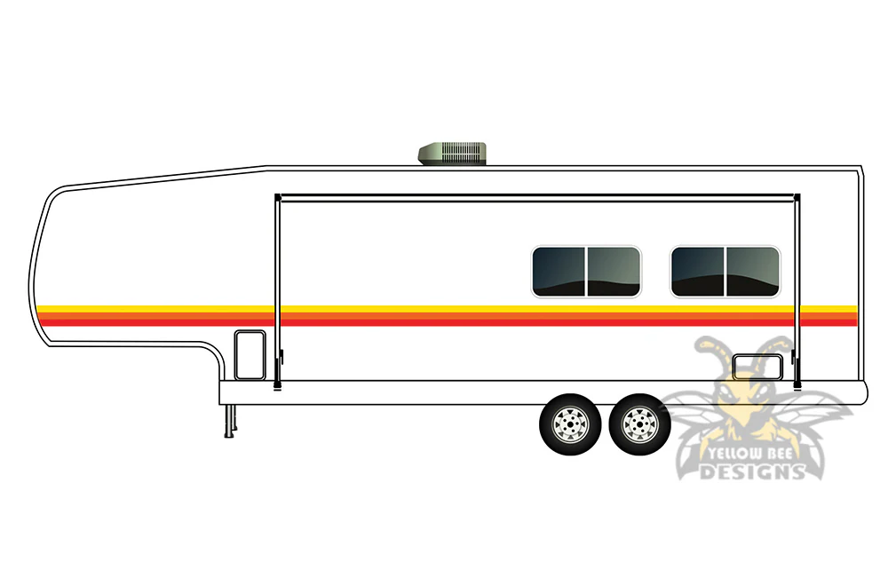 RV Trailer Fifth Wheel Decals, Graphics Vinyl Kits Retro Stripes - Image 2