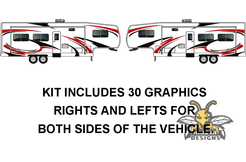 RV, Trailer Hauler, Camper, Motor-Ηome, Caravan Decals, Graphics Kits Black-Red - Image 13