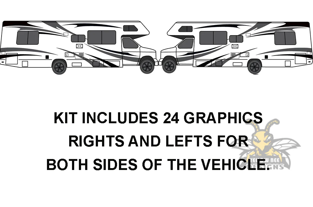 RV, Trailer Hauler, Camper, Motor-Ηome, Caravan Decals, Graphics Vinyl Kits Black-Gray - Image 6