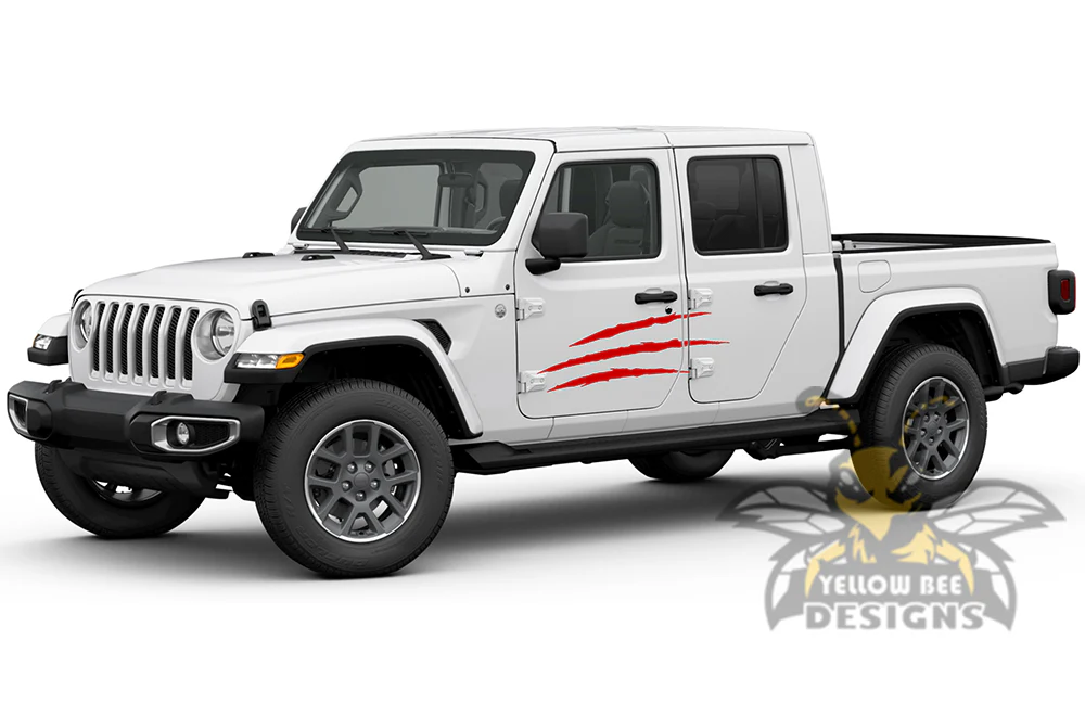Scratches Side Graphics Kit Vinyl Decal Compatible with Jeep JT Gladiator 4 Door - Image 4
