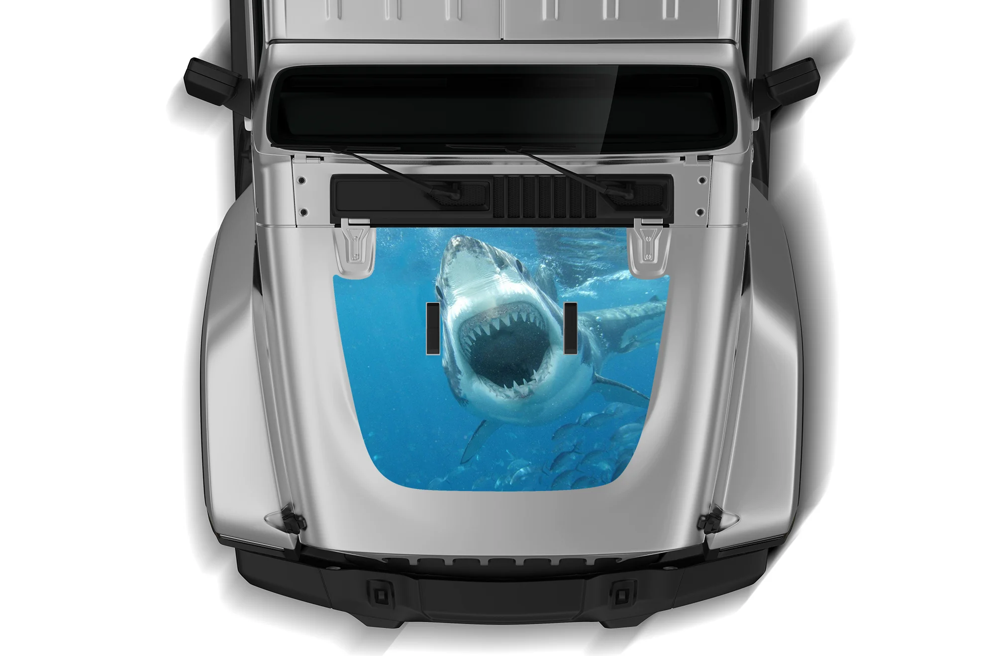 Shark print Hood Graphics Decals Vinyl Compatible with Jeep JT Gladiator