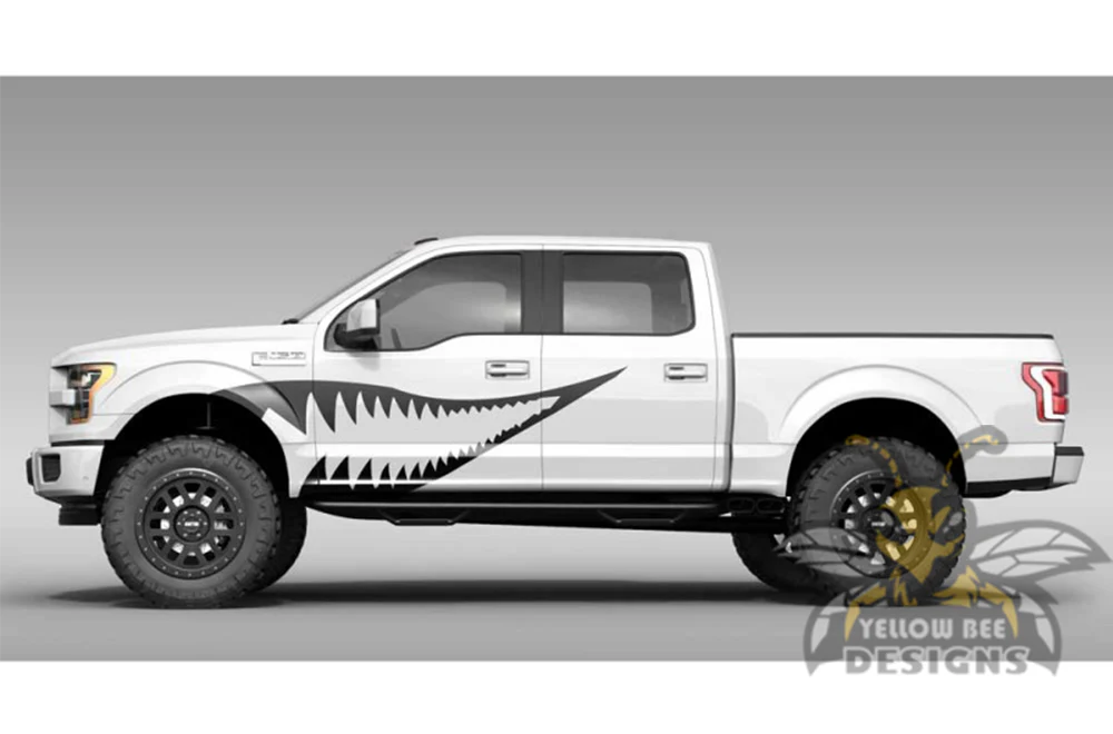 Shark Side Decals Graphics Vinyl Decals Compatible with Ford F150 Super Crew Cab 5.5'' - Image 3