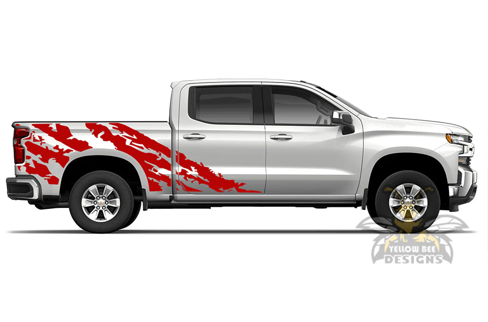Shred Bed Graphics Vinyl Decals Compatible with Chevrolet Silverado Crew Cab 1500 - Image 2