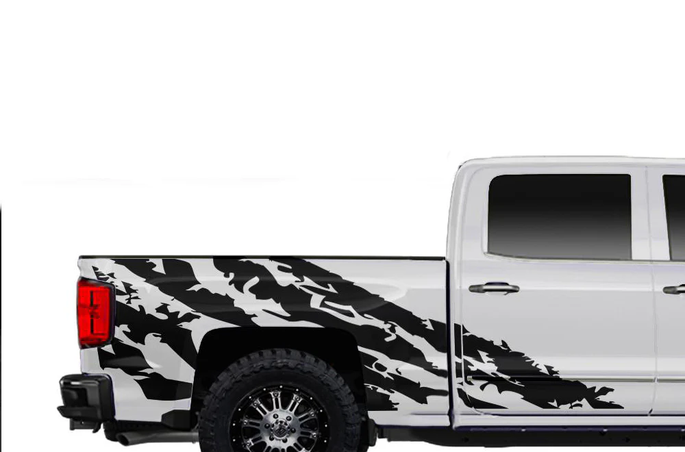Shred Bed Graphics Vinyl Decals Compatible with Chevrolet Silverado Crew Cab 1500 - Image 3