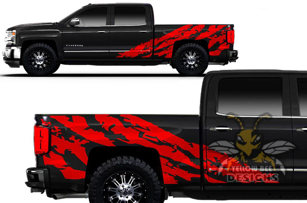 Shred Bed Graphics Vinyl Decals Compatible with Chevrolet Silverado Crew Cab 1500 - Image 6