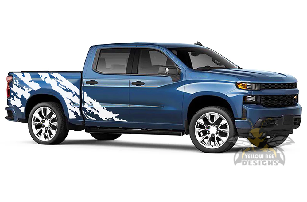 Shred Bed Graphics Vinyl Decals Compatible with Chevrolet Silverado Crew Cab 1500 - Image 8