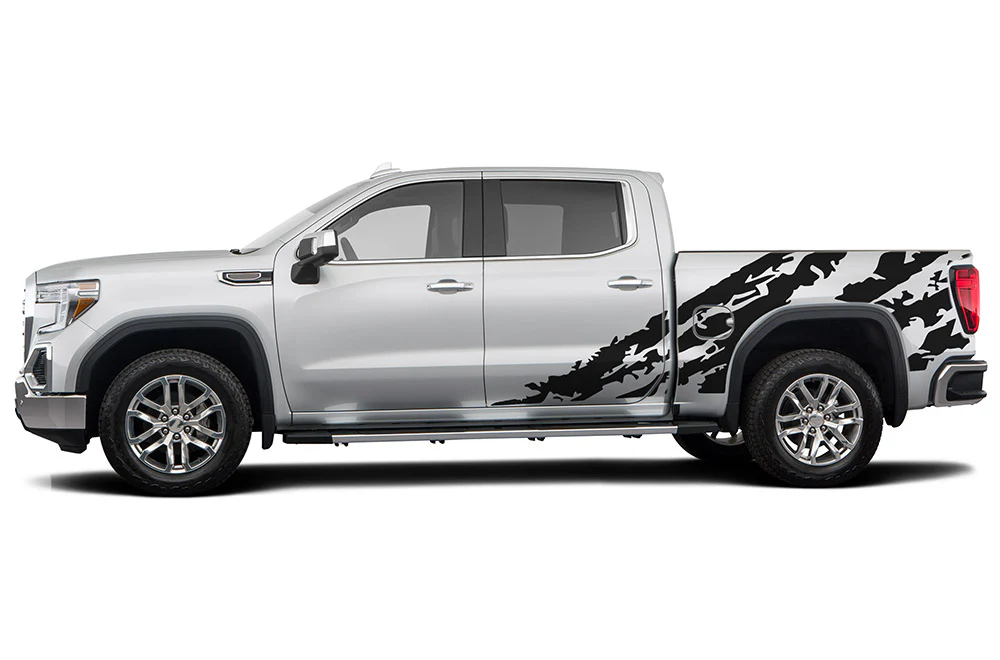 Shred bed side Graphics Vinyl Decals Compatible with GMC Sierra Crew Cab