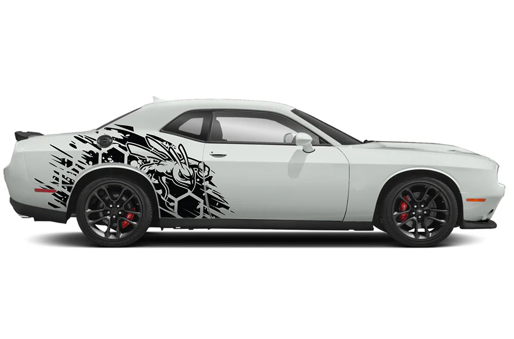 Side Angry Hornet Graphics Vinyl Decals Compatible with Dodge Challenger