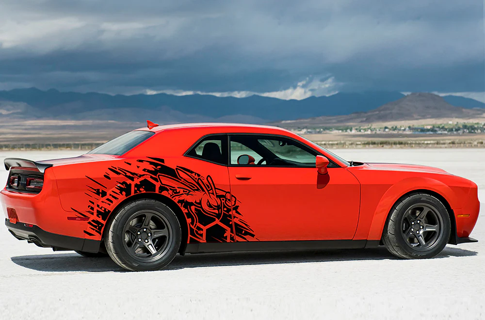 Side Angry Hornet Graphics Vinyl Decals Compatible with Dodge Challenger - Image 2