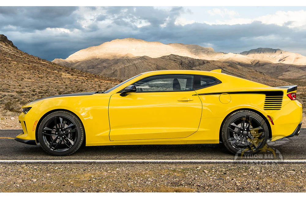 Side Back Hockey Stripes Graphics Vinyl Decals Compatible with Chevrolet Camaro - Image 3