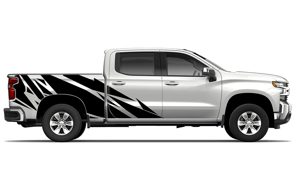 Side Bed Geometric Graphics Vinyl Decals Compatible with Chevrolet Silverado 1500