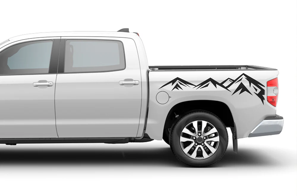 Side Bed Mountains Graphics Vinyl Decal Compatible with Toyota Tundra
