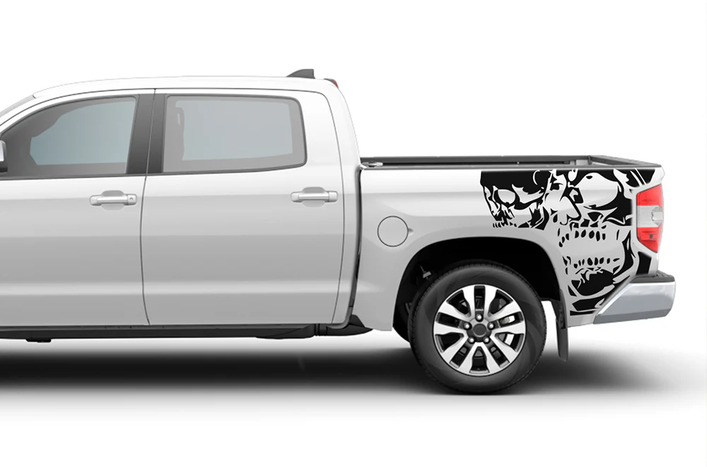 Side Bed Skulls Graphics Vinyl Decal Compatible with Toyota Tundra