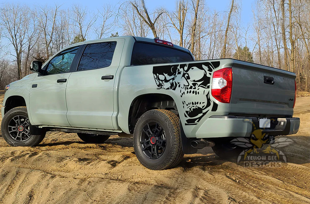 Side Bed Skulls Graphics Vinyl Decal Compatible with Toyota Tundra - Image 2