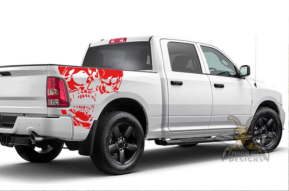 Side Bed Skulls Graphics Vinyl Decals Compatible with Dodge Ram Crew Cab 1500 - Image 3