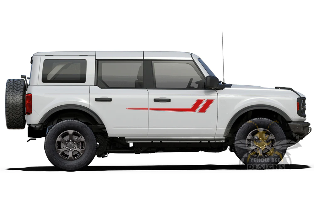 Side Center Hockey Stripes Graphics Vinyl Decals Compatible with Ford Bronco - Image 2