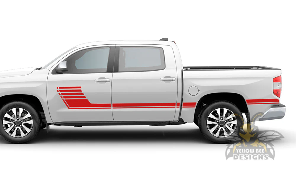Side Center Hockey Stripes Graphics Vinyl Decals Compatible with Toyota Tundra - Image 2