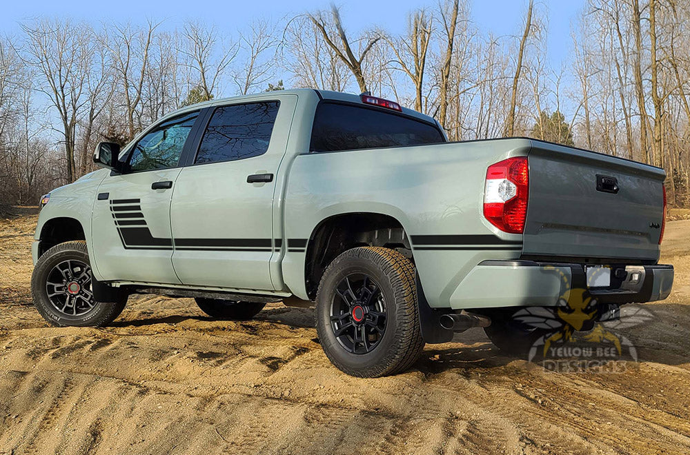 Side Center Hockey Stripes Graphics Vinyl Decals Compatible with Toyota Tundra - Image 3