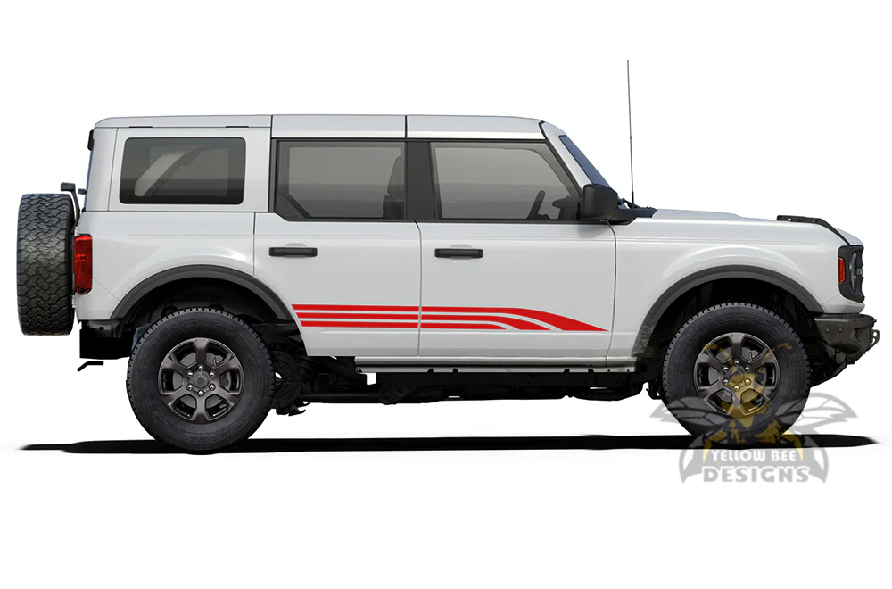 Side Center Triple Stripes Graphics Vinyl Decals Compatible with Ford Bronco - Image 2