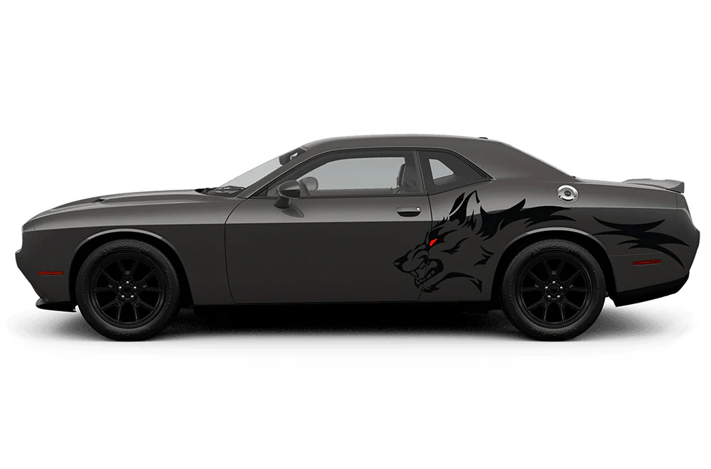 Side Coyote Red Eyes Graphics Vinyl Decals Compatible with Dodge Challenger - Image 3