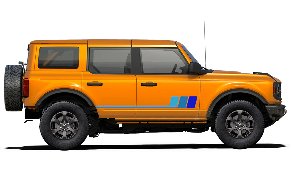 Side Door Blue Retro Stripes Graphics Vinyl Decals Compatible with Ford Bronco - Image 2