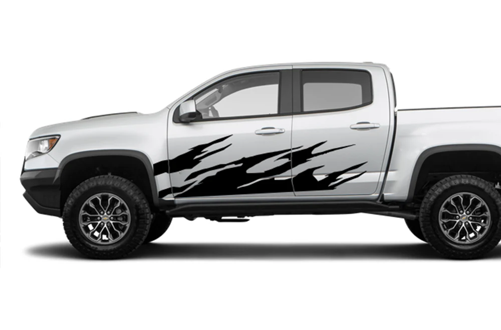 Side Door Fire Graphics Vinyl Decals Compatible with Chevrolet Colorado Crew Cab