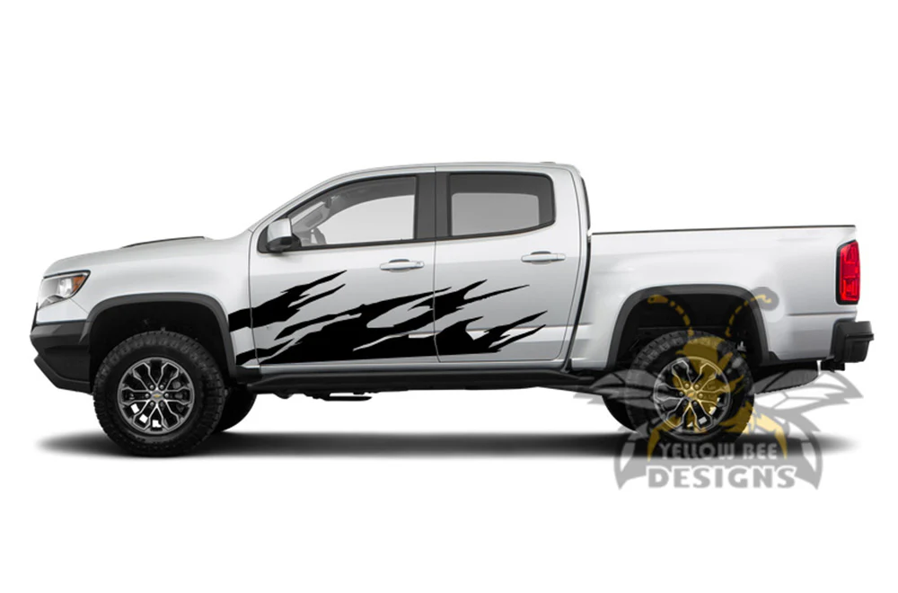 Side Door Fire Graphics Vinyl Decals Compatible with Chevrolet Colorado Crew Cab - Image 2