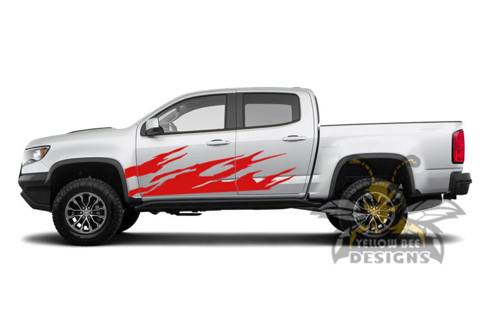 Side Door Fire Graphics Vinyl Decals Compatible with Chevrolet Colorado Crew Cab - Image 3