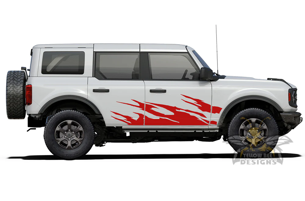 Side Door Fire Graphics Vinyl Decals Compatible with Ford Bronco - Image 2