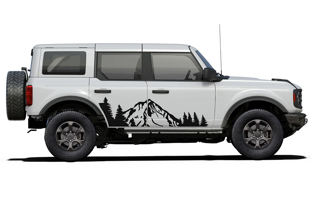 Side Door Mountain Trees Graphics Vinyl Decals Compatible with Ford Bronco