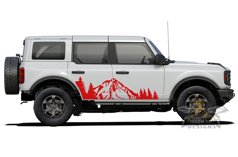 Side Door Mountain Trees Graphics Vinyl Decals Compatible with Ford Bronco - Image 2