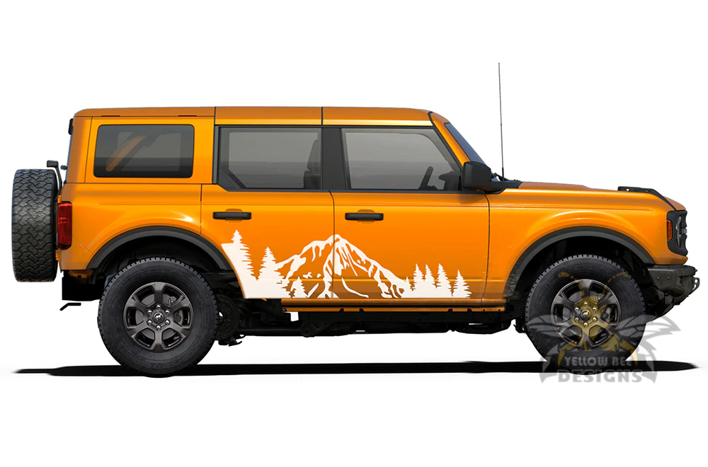 Side Door Mountain Trees Graphics Vinyl Decals Compatible with Ford Bronco - Image 3