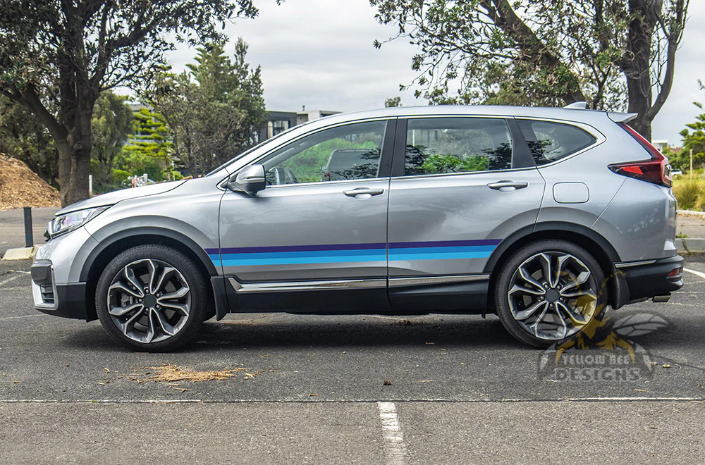 Side door retro stripes blue shades Graphics Vinyl Decals Compatible with Honda CR-V - Image 2