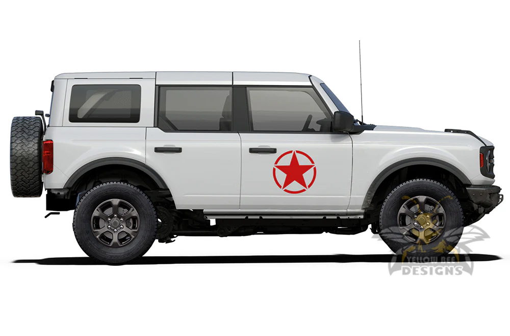 Side Door Star Graphics Vinyl Decals Compatible with Ford Bronco - Image 2