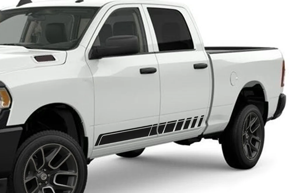 Side Door Stripes Graphics Kit Vinyl Decal Compatible with Dodge Ram 2500 Crew Cab