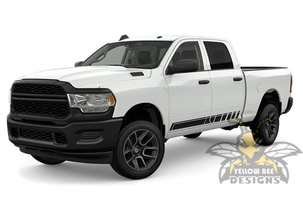 Side Door Stripes Graphics Kit Vinyl Decal Compatible with Dodge Ram 2500 Crew Cab - Image 2