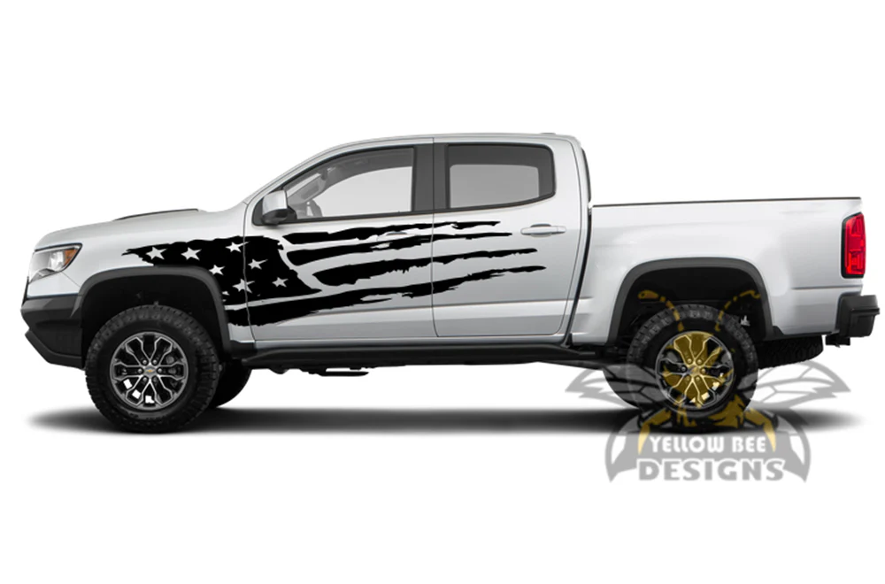 Side Door USA Flag Graphics Vinyl Decals Compatible with Chevrolet Colorado Crew Cab - Image 2