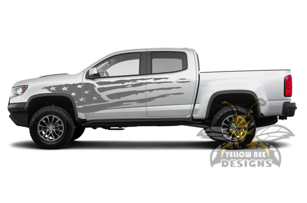 Side Door USA Flag Graphics Vinyl Decals Compatible with Chevrolet Colorado Crew Cab - Image 3