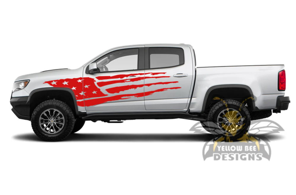Side Door USA Flag Graphics Vinyl Decals Compatible with Chevrolet Colorado Crew Cab - Image 4
