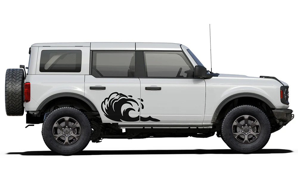 Side Door Wavy Graphics Vinyl Decals Compatible with Ford Bronco