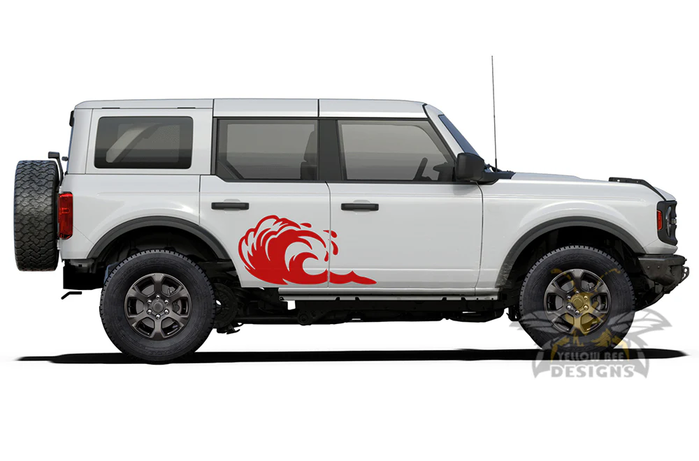 Side Door Wavy Graphics Vinyl Decals Compatible with Ford Bronco - Image 2
